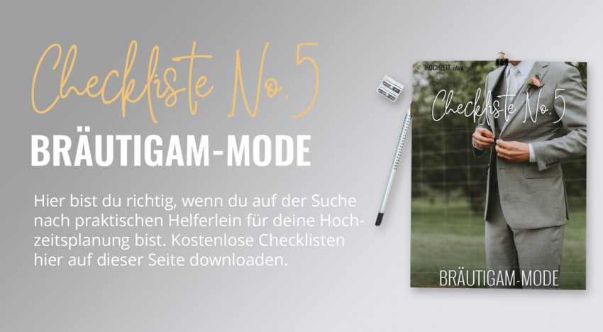 Bräutigam Mode: Checkliste No5 (gratis PDF-Download)